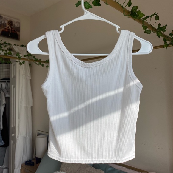 White Ribbed Button-Front Tank Top - Picture 2 of 6